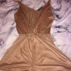 Fashion nova suede camel beige romper